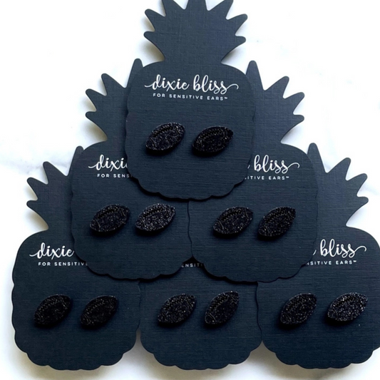 Black Glitter Earrings Football