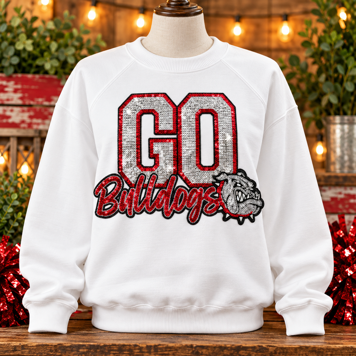 Romeo Go Bulldogs Sequin Crewneck