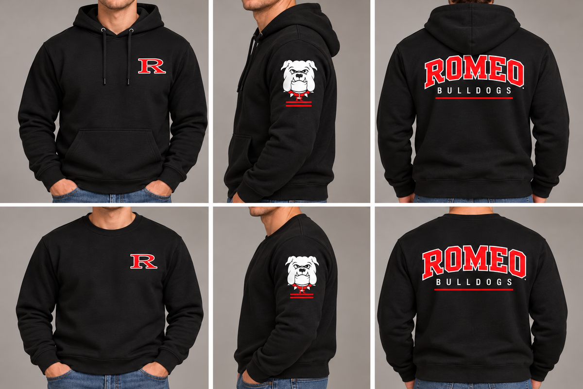 Romeo Bulldogs Signature Tee, Hoodie and Crew