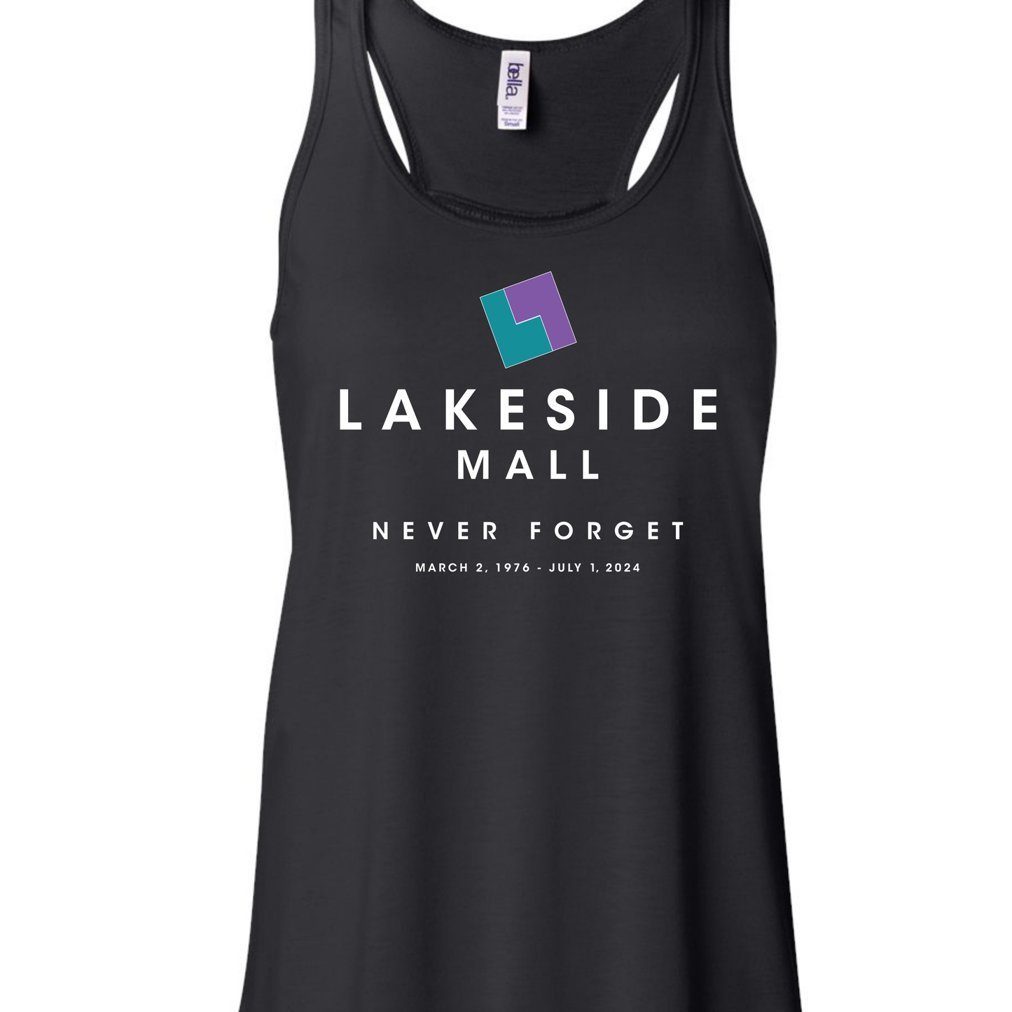 Lakeside Mall "Never Forget" Women's Flowy Racerback Tank – Black