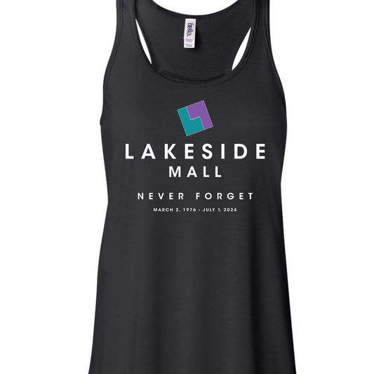 Lakeside Mall "Never Forget" Women's Flowy Racerback Tank – Black