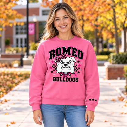 Romeo Bulldogs Pink Bow Crew– Adult & Youth