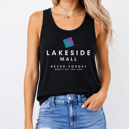 Lakeside Mall "Never Forget" Women's Flowy Racerback Tank – Black