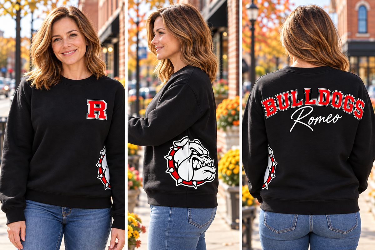 Romeo Bulldogs Side Wrap Crewneck