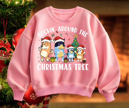 🎄Bluey Rockin’ Around the Christmas Tree Kids Crew 💚