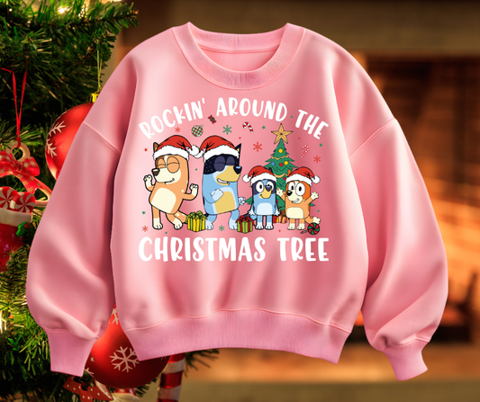 🎄Bluey Rockin’ Around the Christmas Tree Kids Crew 💚