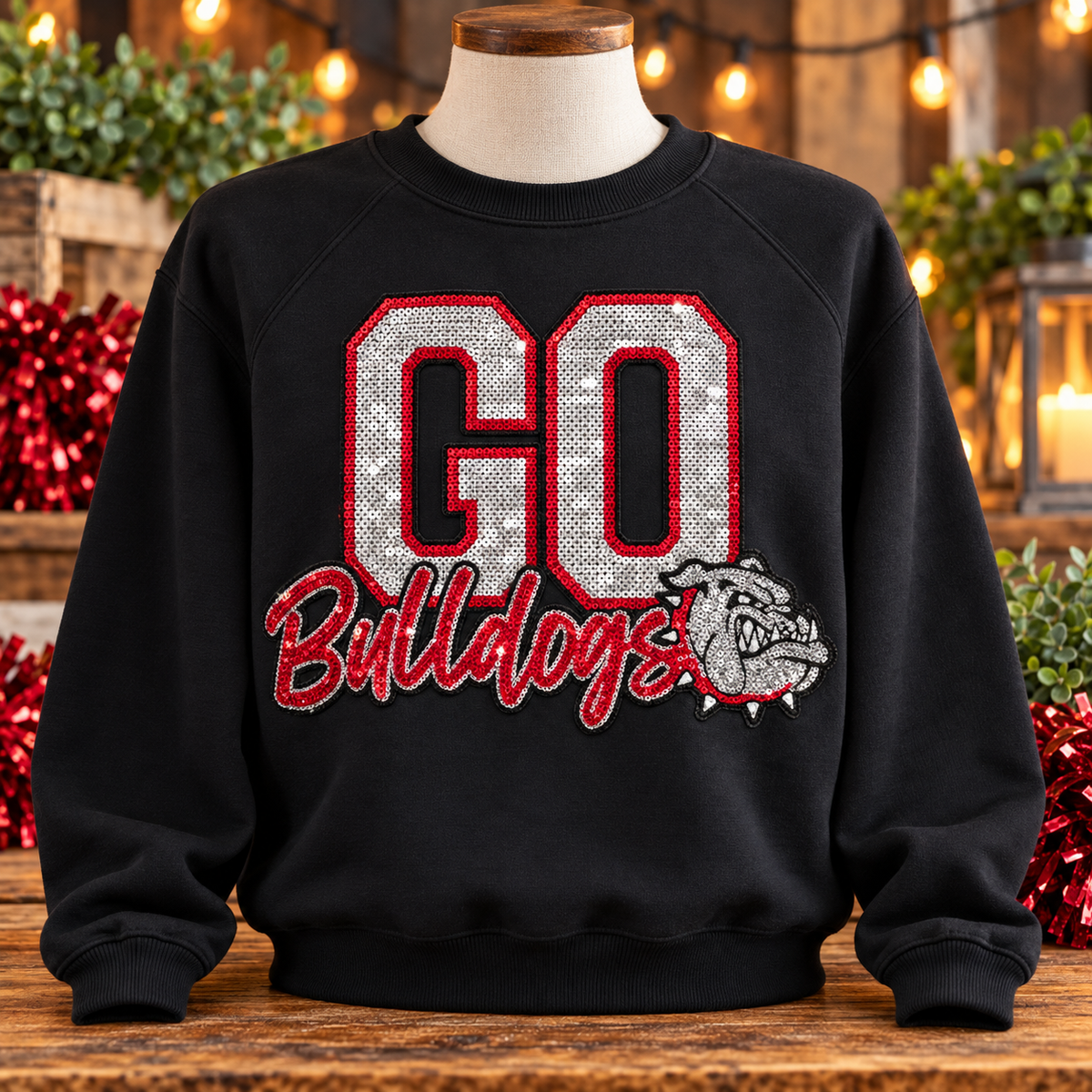 Romeo Go Bulldogs Sequin Crewneck