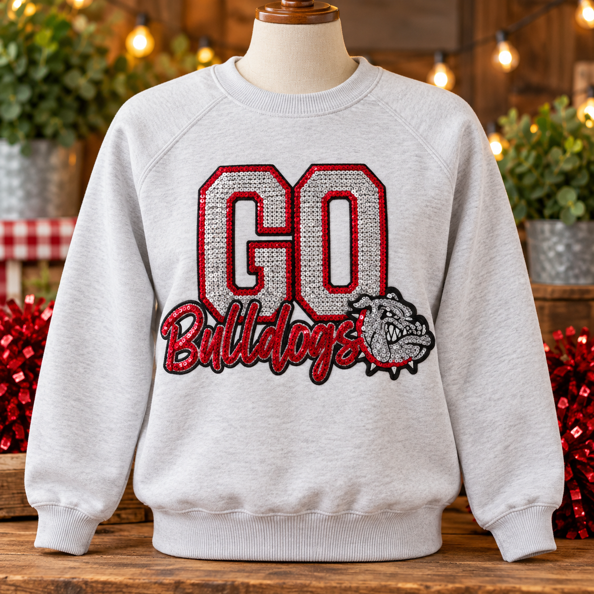 Romeo Go Bulldogs Sequin Crewneck