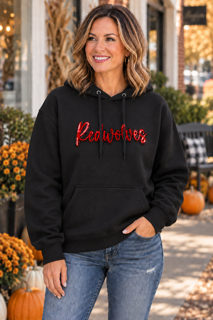 Word-Redwolves Sequin Adult Apparel