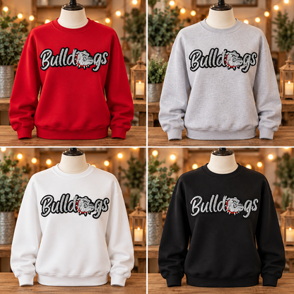 Romeo Bulldogs Script & Mascot Sequin Crewneck