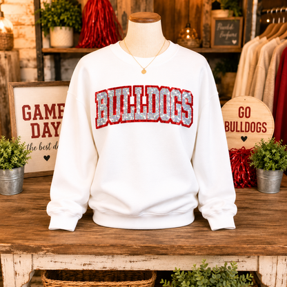 Romeo Bulldogs Red & Silver Sequin Crewneck